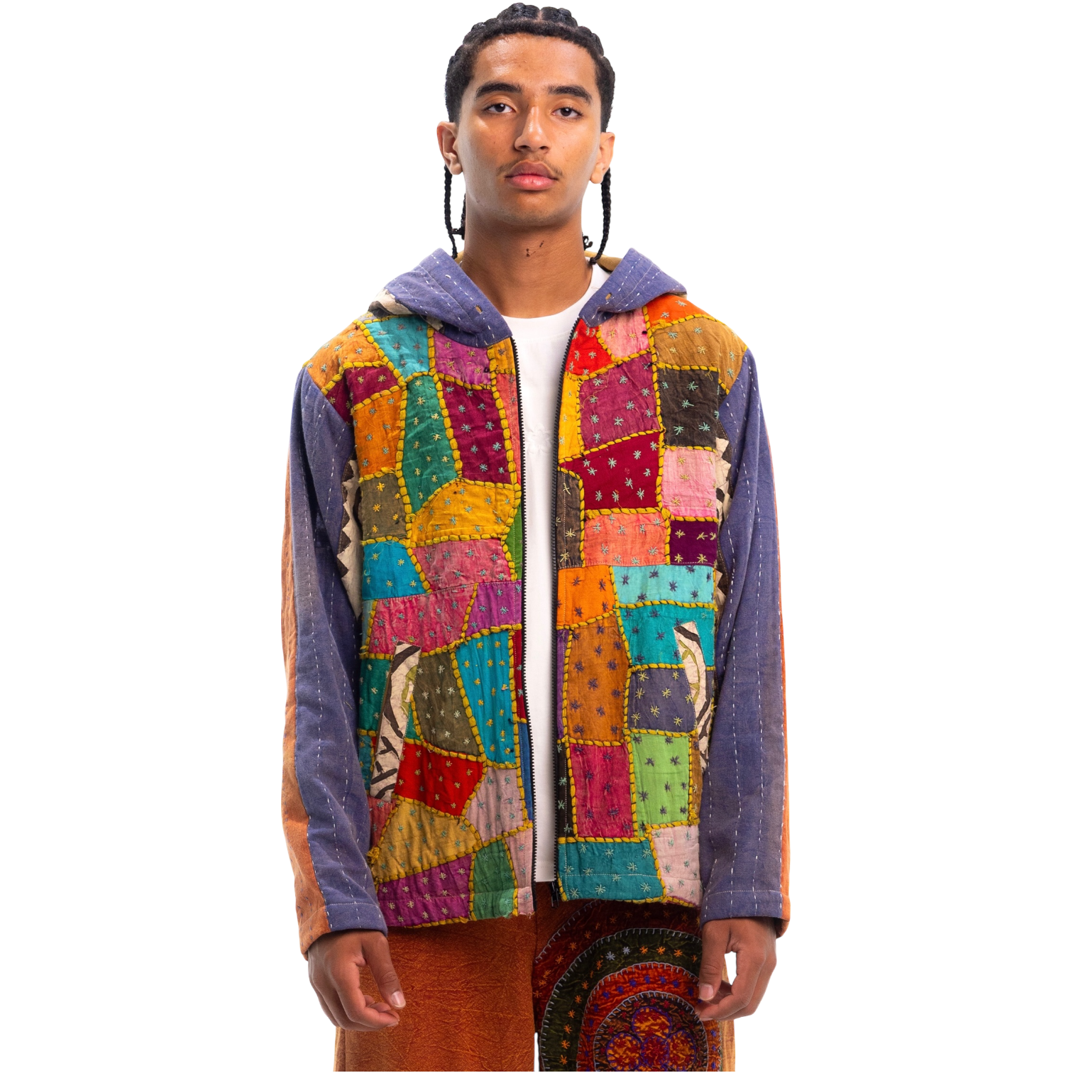 HOODED PATCHWORK JACKET – bhai HOODED PATCHWORK JACKET – bhai